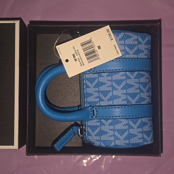 NIB Michael Kors aqua blue micro duffle keyfob purse - Picture 3 of 3